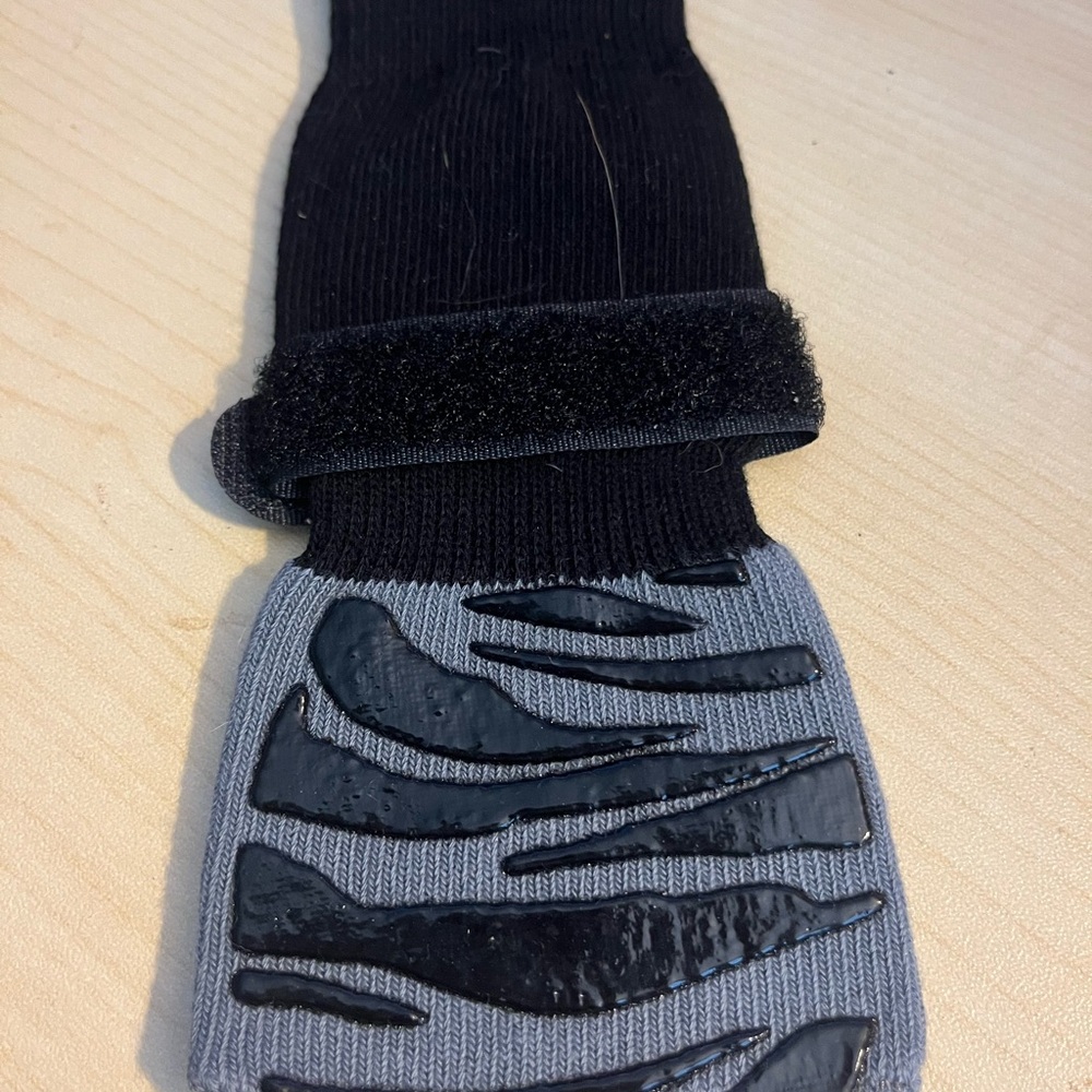Black and Gray doggie boots. No slip.  Medium. All four. Never used